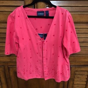 Liz Claiborne Lizsport Dark Pink Spaghetti Strap Top & Matching Button Up Top